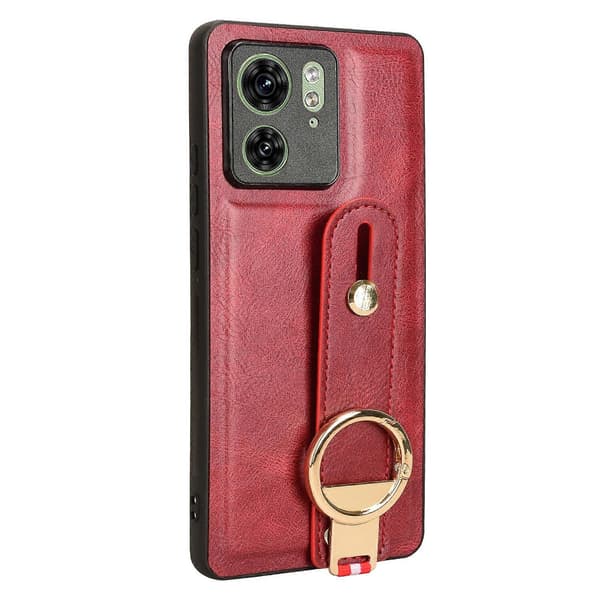 (Nytt) Telefondeksel i lær med håndleddsstropp Red For Motorola Edge 40