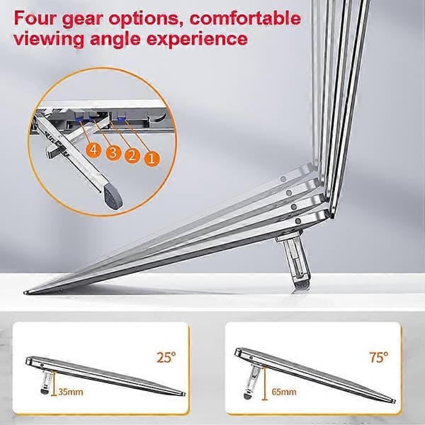 Oatsbasf K01 Justerbar Skrivebordsforhøyende Base i Aluminiumslegering Radiator Sammenleggbart Laptopstativ Gray