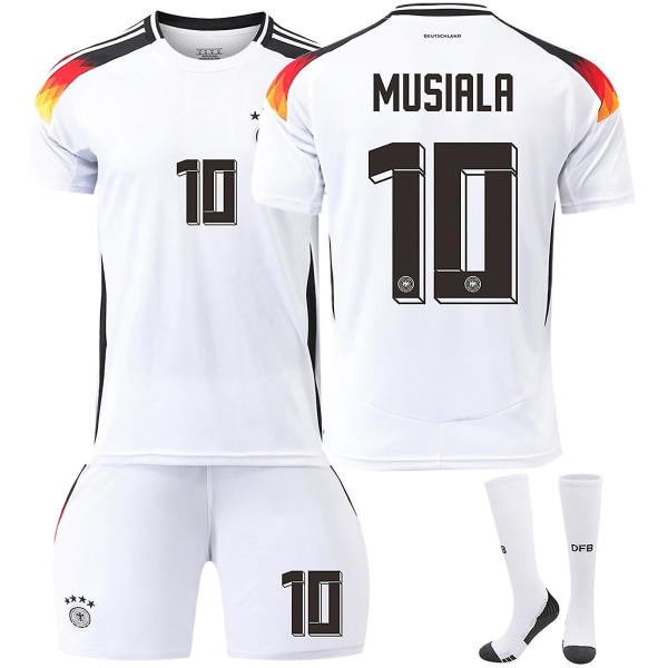 2024 Europamesterskabstrøje Tyskland Hjemmefodboldtrøjesæt Børns Drenge Størrelse 10 med Strømper - Størrelse 28 Size 28