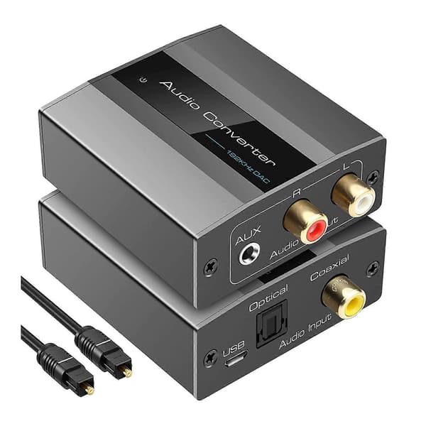 【BQ】Optisk til konverter lydkonverter Digital til analog lyd koaksial til adapter 3,5 mm AUX med optisk kabel silver grey