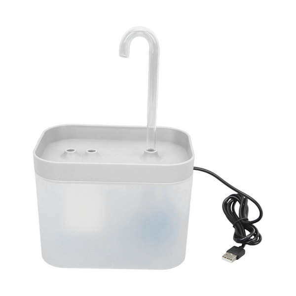 1,5L kattvattenfontän Tyst automatiskt cirkulationsflöde Vattentät dricksfontän för husdjur med armbågsmunstycke Transparent Vit Transparent White 1.5L