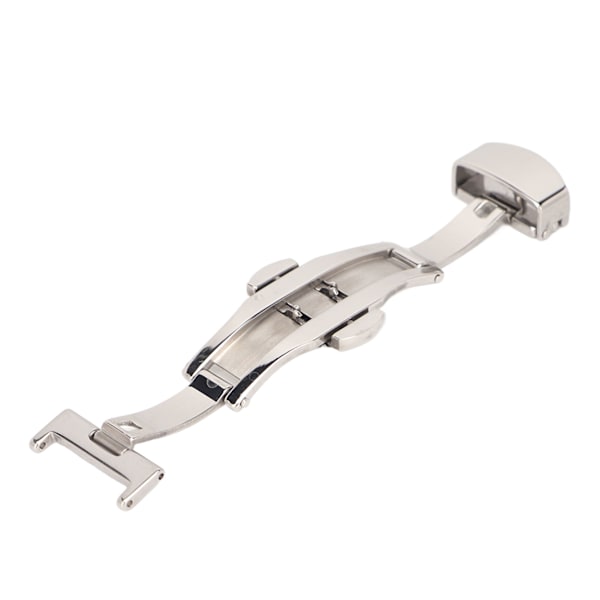 Högglanspolerat silverfärgat spänne i rostfritt stål för klockarmband - Ergonomiskt klockspänne som reservdel för urmakare (16mm)