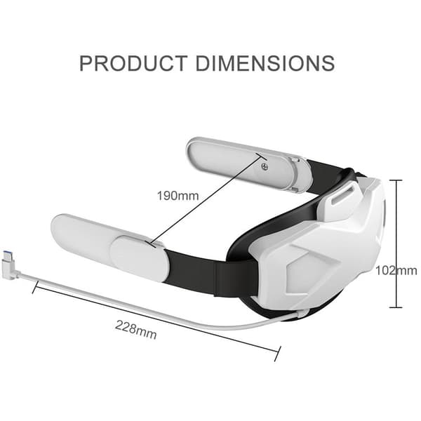 【YD】Oculus Meta/Quest 2 hodestropp med batteripakke, justerbar Elite-stropp 5000mAh hurtiglading forlenger 3 timer VR-spilletid, Quest 2 hode Elite-stropp A