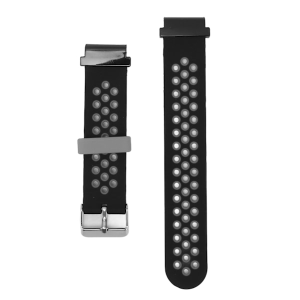 20 mm silikoneurrem med åndbar, vandafvisende og komfortabel håndledsrem til Garmin Fenix 7S 6S 5S - Sort/Grå