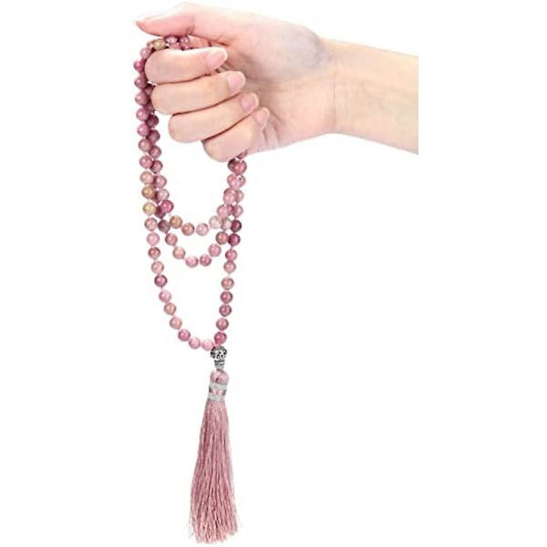108 Mala Prayer Beads Halsband med lång tofs Crystal Stone