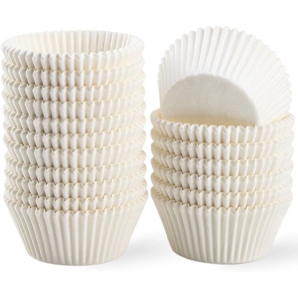 Standard hvide cupcake liners 500 Count, ingen lugt, fødevaregodkendt og fedttætte bagebægre papir White 500pcs
