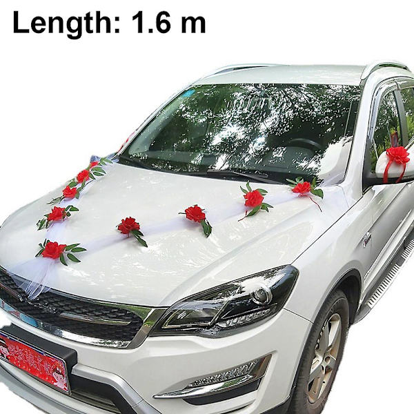 Bröllopsbil Blomma tallrik Ribbon bågar Set med plysch björn