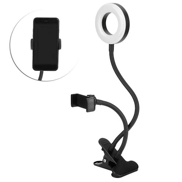 USB-LED-rengasvalo 10 himmennysasteella ja klipsillä suoratoistoon, valokuvaukseen, lukemiseen ja käsitöihin