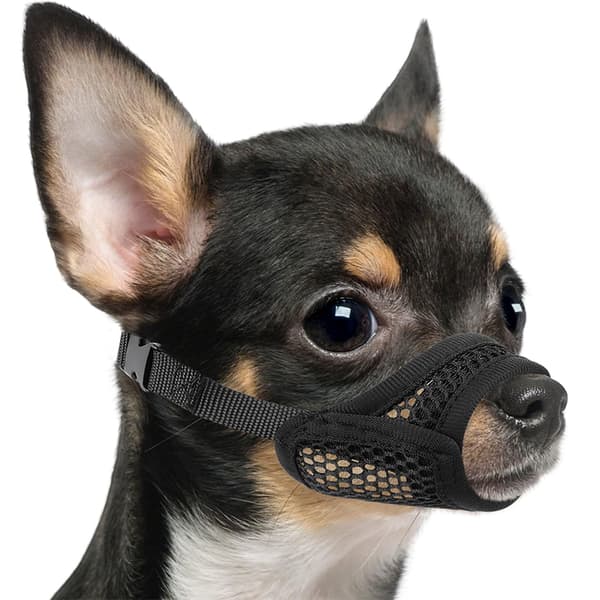 [YD]Mesh Muzzle for Short Snout and Small Medium Dogs Anti-bite Black Black XS