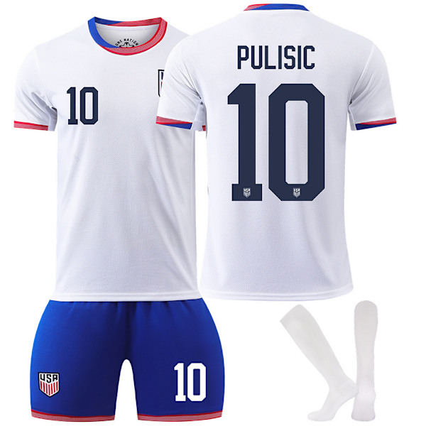 2425 America's Cup No. 10 Pulisic home US team jersey set suitable for children's boys and girls football uniforms 24