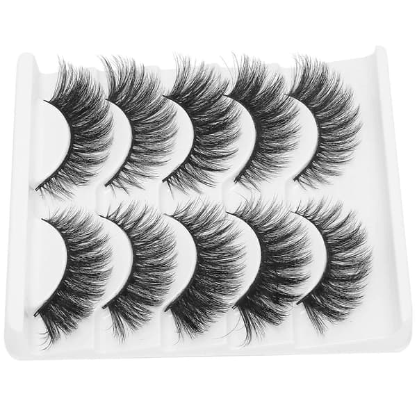 5 par professionella tjocka lockiga lösögonfransar för dejtmakeup, bärbart set med lösögonfransar 015