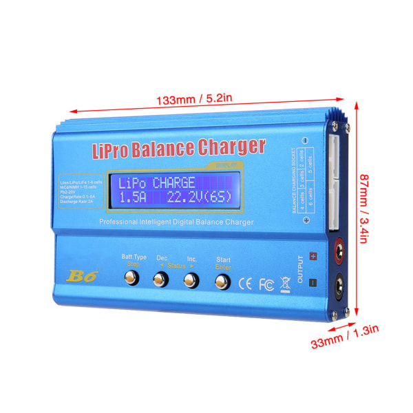 80W LCD Digital Balansladdare Urladdare för LiPo NiMH RC Batteri (EU-kontakt)