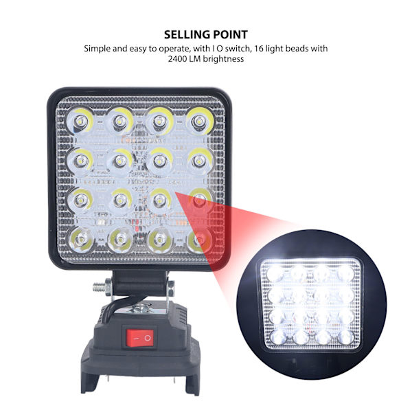 LED-työvalo johdoton 18 V litiumparistolla toimiva erittäin kirkas ulkovalaisin valonheitin kohdevalo BL1830 1840 1850