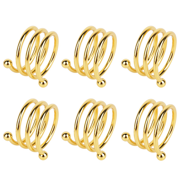 8 stk. Gull Spiral Serviettringer - Elegante Metall Serviettringer for Bryllup, Bursdag, Middag og Familiefest med Rustbeskyttelse