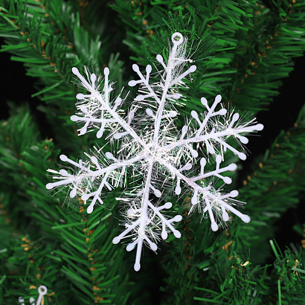 15 Julepynt Plast Glitter Hengende Snøflak for Juletrepynt Gjenbrukbare Dobbeltsidige Snøflak 18cm