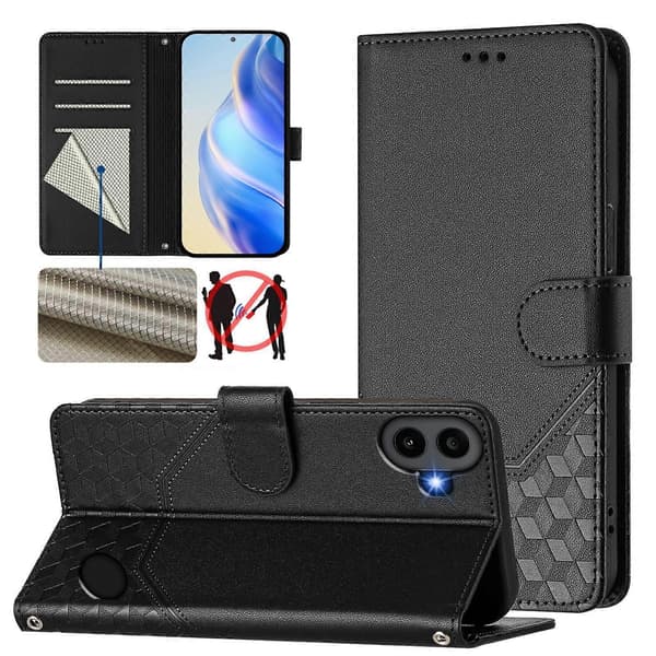 RFID-mobilfodral i läder med bikakeprägling Black For Nothing Phone 1