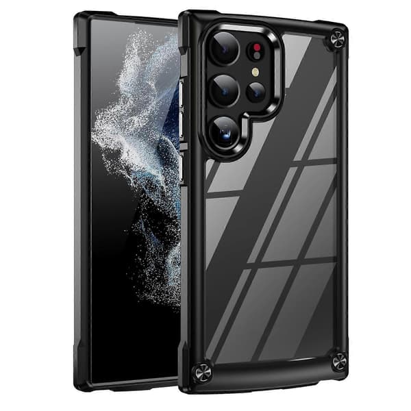 För Samsung Galaxy S24 Ultra 5G TPU + PC Linsskydd Telefonfodral Black