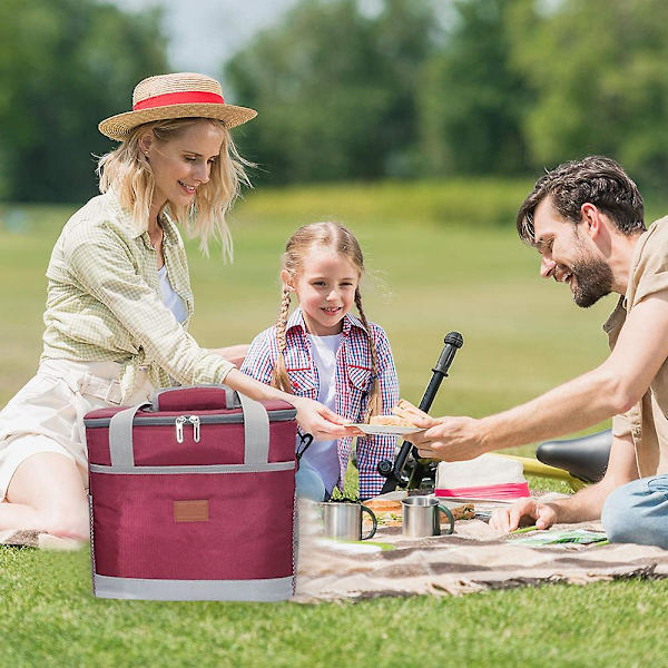 Lunchväska 15l/25l Isolerad Lunchbox Soft Cooler Kylväska Wine Red 25L