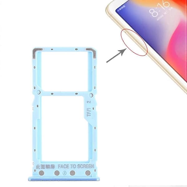 (Ny) SIM-kortskuff + SIM-kortskuff / Micro SD-kortskuff for Xiaomi Redmi 6 / Redmi 6A Blue