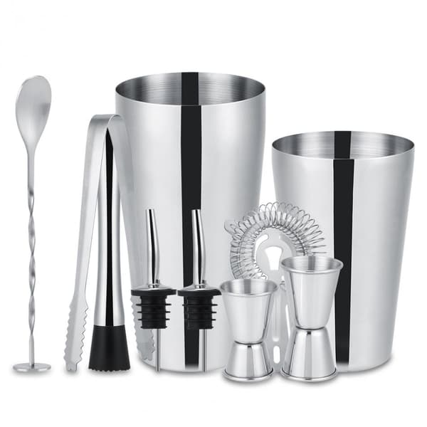 【YD】10-delt cocktail sæt, barsæt, shaker 700ml - Rustfrit stål Silver Silver