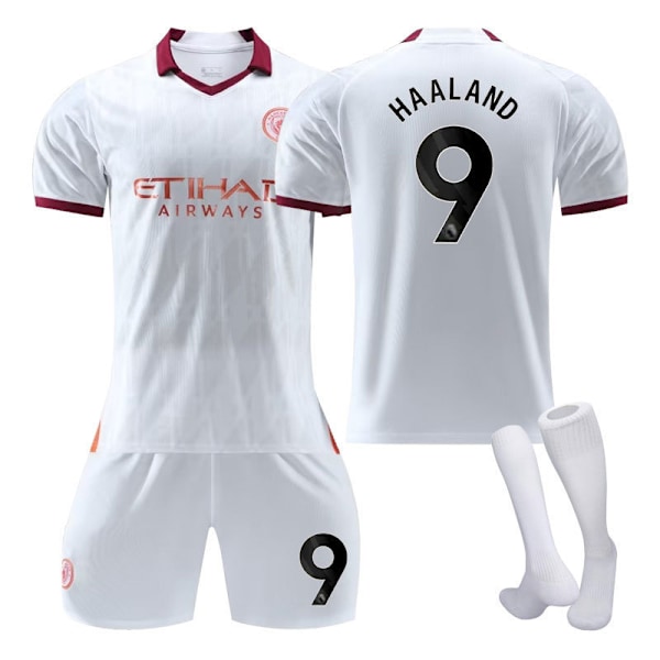 Manchester City borte 2324 trening sports jersey sett egnet for barn og voksne fotballdrakter NO.9 HAALAND XS