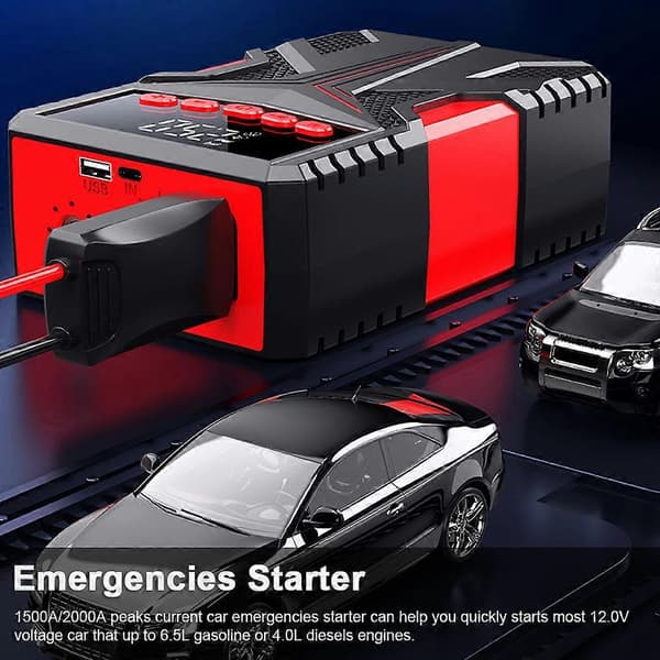 Multifunktionell starthjälp luftkompressor 2000A toppar batteriboosterpaket