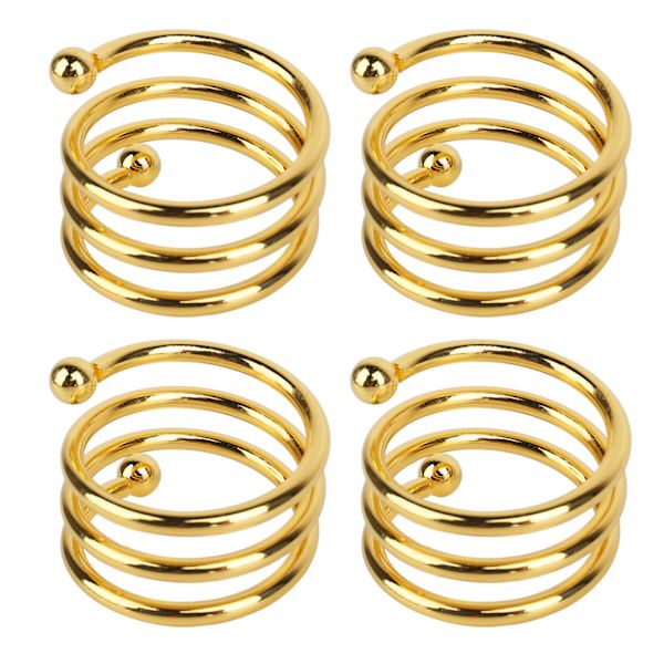 8 stk. Gull Spiral Serviettringer - Elegante Metall Serviettringer for Bryllup, Bursdag, Middag og Familiefest med Rustbeskyttelse