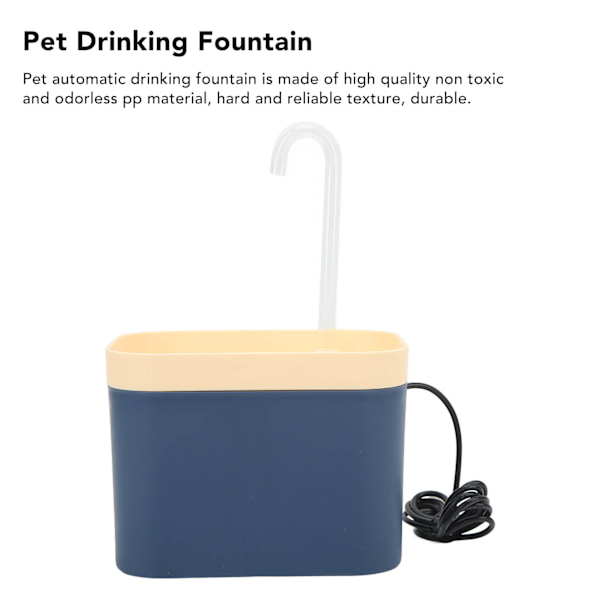 1,5 L kattvattenfontän Tyst automatiskt cirkulationsflöde Vattentät dricksfontän för husdjur med armbågsmunstycke Djuphavsblått Sea Blue 1.5L