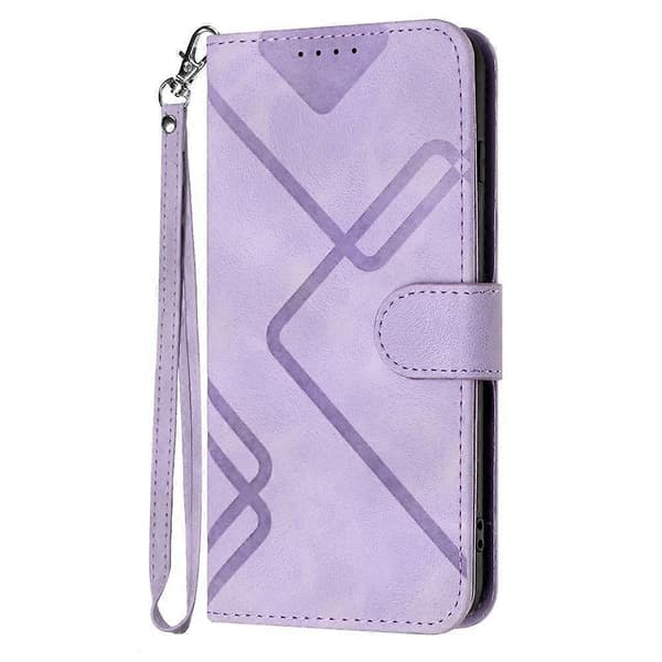 【Ny】 Telefonfodral i läder med linjemönster och hudkänsla Light Purple For Sharp Basio Active 3