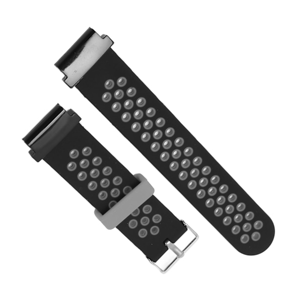 20 mm silikoneurrem med åndbar, vandafvisende og komfortabel håndledsrem til Garmin Fenix 7S 6S 5S - Sort/Grå