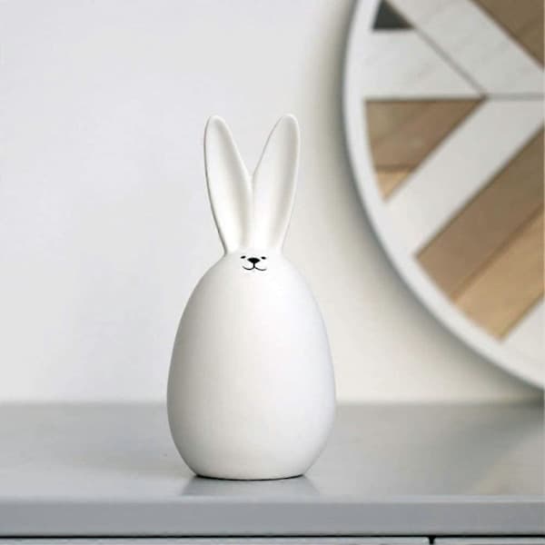 【YD】Easter Ceramic Rabbit Figurine Ornament White Desktop Decoration