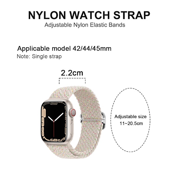 Justerbar vevd iwatch-rem (42/44/45 mm, fargerike stjerneprikker) Style 6