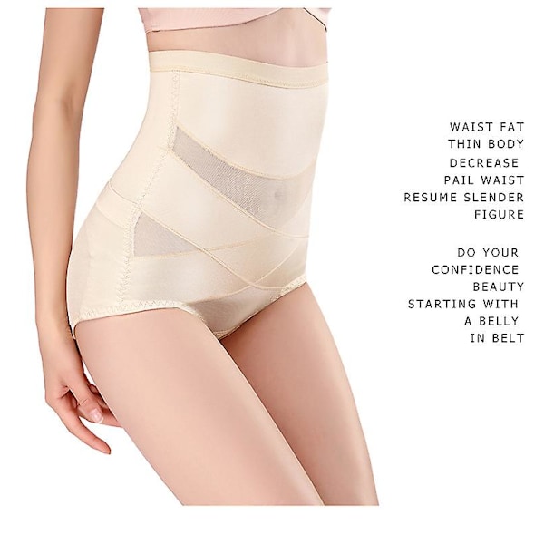 Cross Compression Abs Shaping Byxor Kvinnor Bantning Body Shaper Beige M