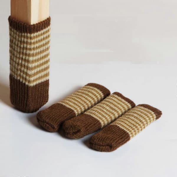 12 st stolsbensstrumpor, stickad rosettdesign möbelbordsgolvskydd (3 olika stilar)