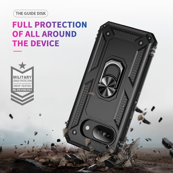 【YD】Google Pixel 9a Cover Stødsikker Hybrid Ring Sort 58