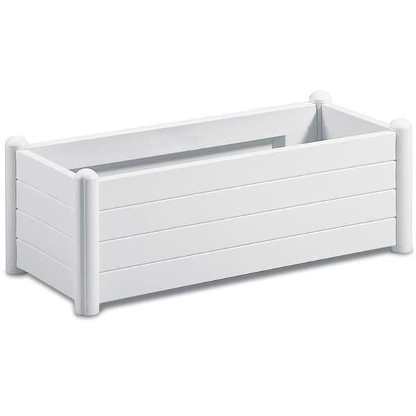 【YD】STEFANPLAST Rektangulär blomlåda - Träfinish - 100x43xH35cm - 80L - Vit