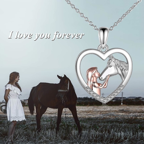 Häst hänge halsband sterling silver flickor med häst gåva White Horse Necklace