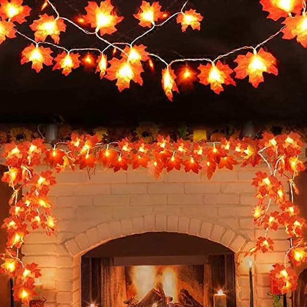 Thanksgiving Lights Fall Maple Leaves String Lights Thanksgiving Decorations Autumn Garland Home Indoor Decor Lights Style E