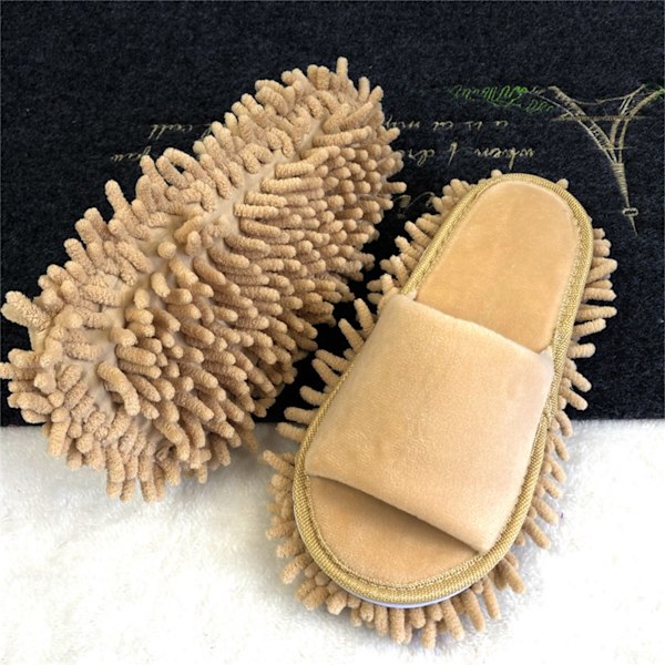 Lata Öppna Tofflor för Hemmet - Mjuka, Beige Rengöringstofflor i Storlek M (39-41)