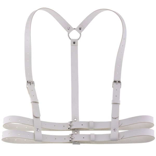 Läder Body Sele Rem Bälten Smycken Gothic Accessoarer White
