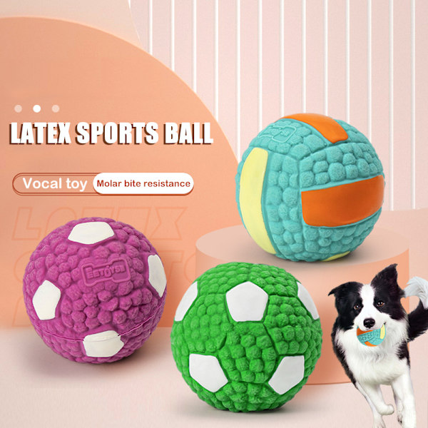Hund Squeak Toys Hållbara tänder Rengöring Tuggboll Valp Tuggleksaker Husdjursmaterial för hundar Purple S