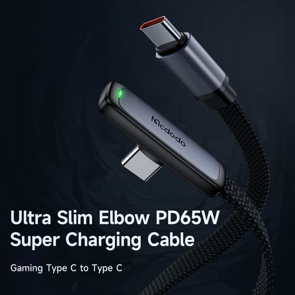 【YD】Mcdodo 1,8 m 65 W PD USB-C - USB-C kulmakaapeli, musta 95