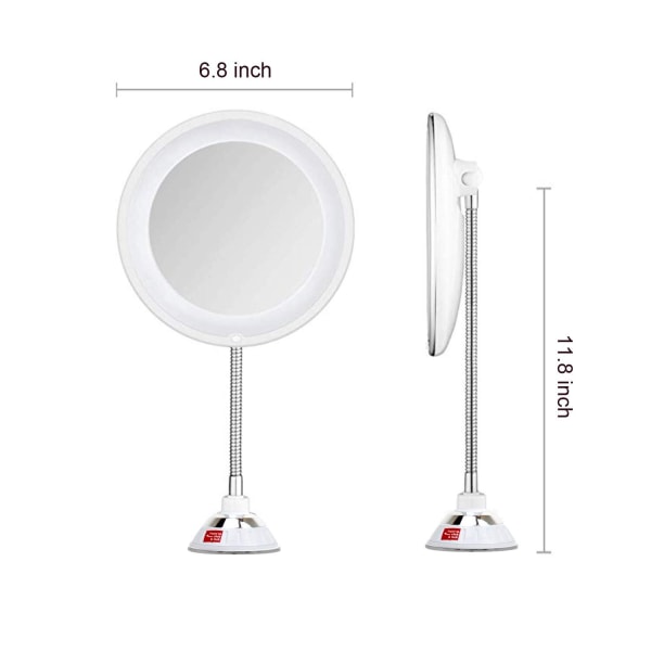 Svanhals LED Lighted 10X Makeup Mirror Vit med flisa White with sliver