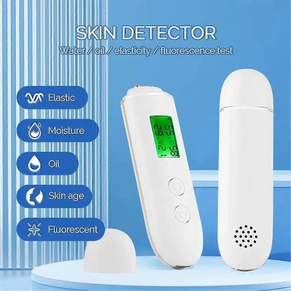 【BQ】Hudfugtighedstester Smart vand- og olietester LCD-display Ansigtsfugtighedsmåler Fluorescerende White