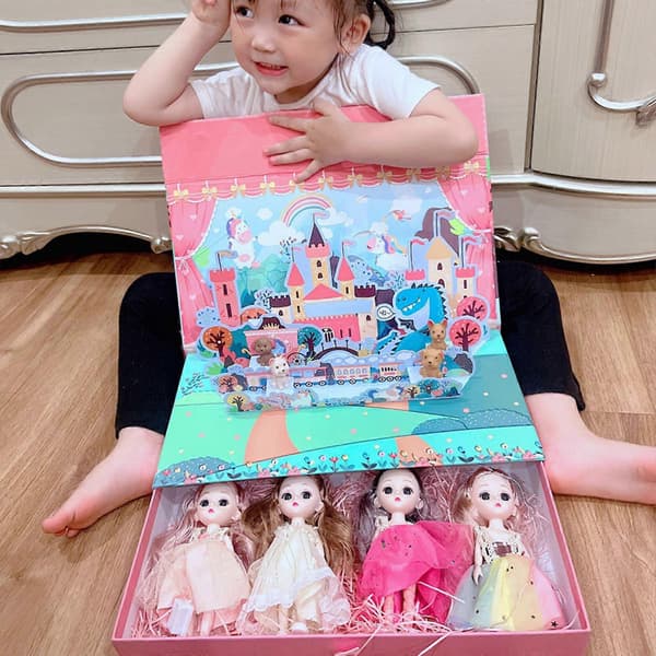 Små dukker sæt mini prinsessedukker til piger legetøjsdukker til dukkehus små dukker figurer med kjole små 5” dukker Multicolor