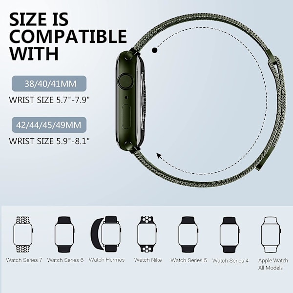 Metallband kompatibelt med Apple Watch -band 40mm 38mm 41mm Green 38/40/41mm
