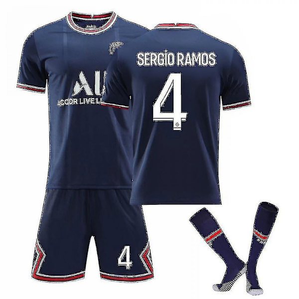 2122 Ny Sæson Hjemmebanetrøje Sergio Ramos Nr. 4 Herre Paris Fodboldtrøje Sæt-S S