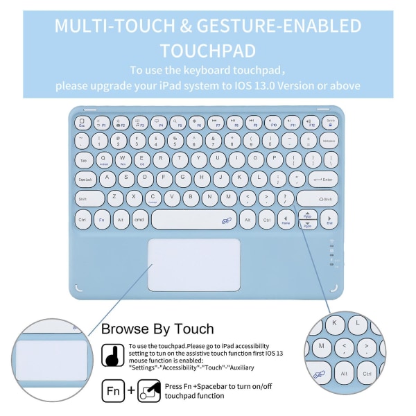 Cover sött tangentbord med rund nyckelfärg med pekplatta pink iPad air4/Air5 (10.9 inch) 2020/2022