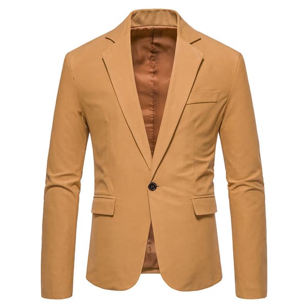 Herreblazer med to knapper, smal pasform Khaki Khaki 2XL