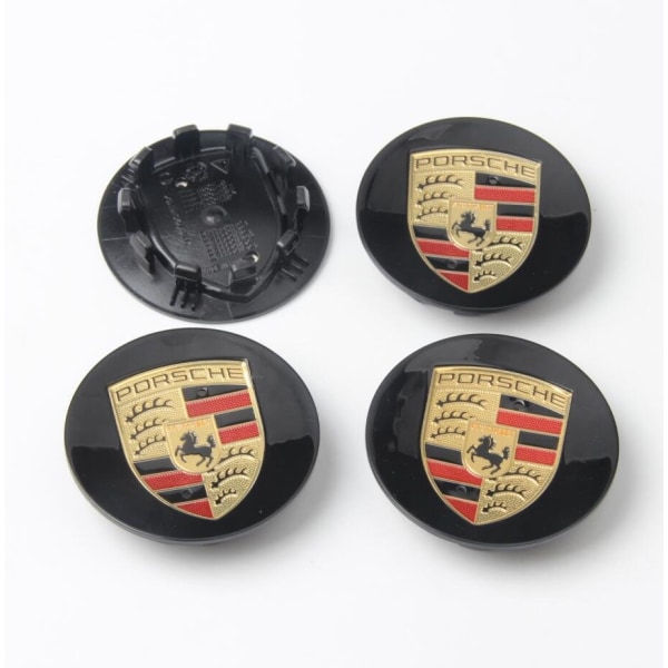 P01 - 75MM 4-pack Center Covers Porsche black one size